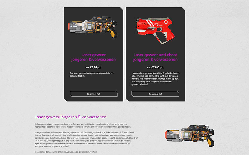 Lasergameverhuur productpagina screenshot