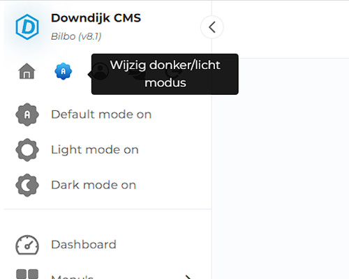 Downdijk CMS Biblo licht / donker modi