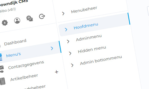 Downdijk CMS Biblo nieuwe submenu balk