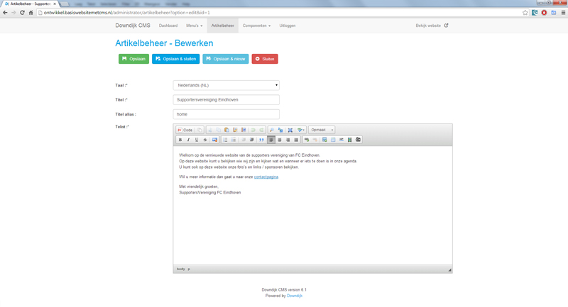 Downdijk CMS 6 artikelbeheer