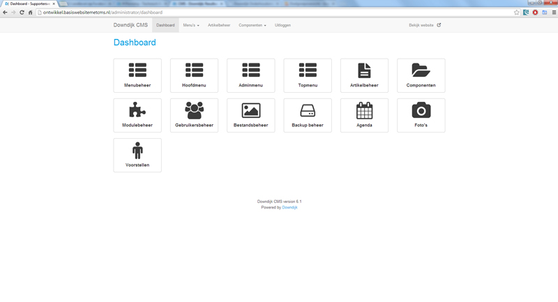 Downdijk CMS 6 dashboard