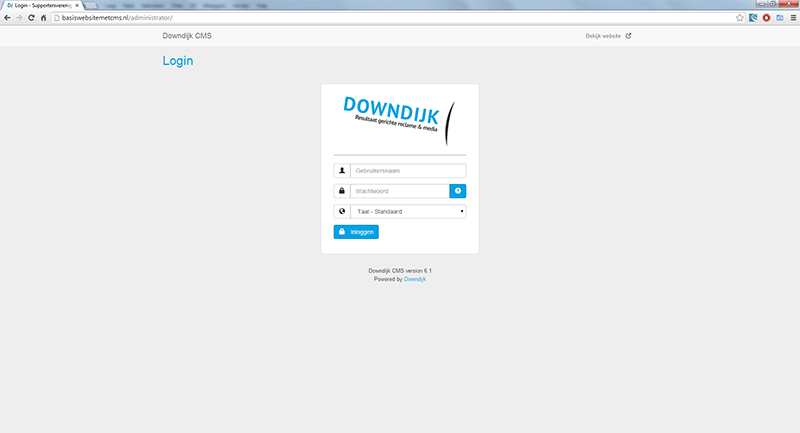 Downdijk CMS 6 loginscherm