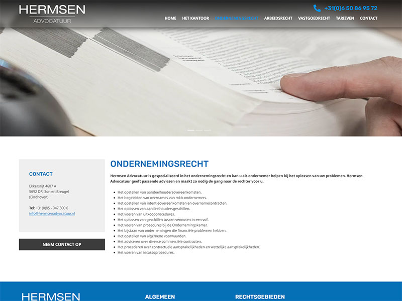 Ondernemingsrecht Hermsen Advocatuur screenshot