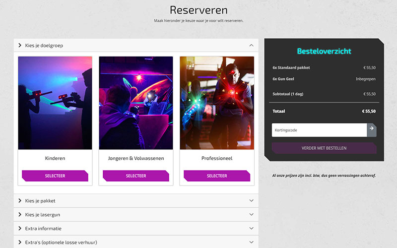 Screenshot reserveren lasergameverhuur